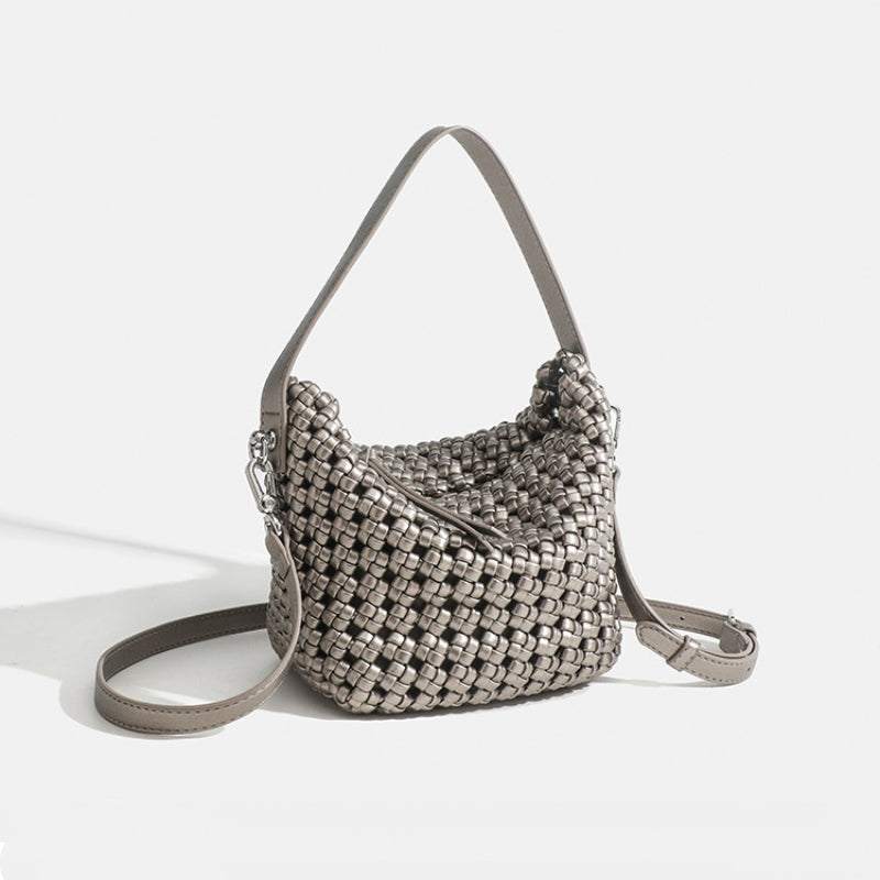 PU Handmade Woven Bucket Shape Tote Bag | Stylish &amp; Unique Design