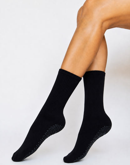 Pilates Yoga Crew Socks with Non Slip Grippers