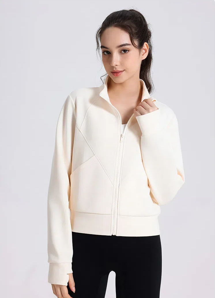 Windproof Collar Yoga Jacket With Zipper