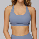 Cross Back Strappy Athletic Bras with Removable Pads