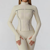 Cropped Running Jacket Slim Fit Athletic Top with Thumb Hole
