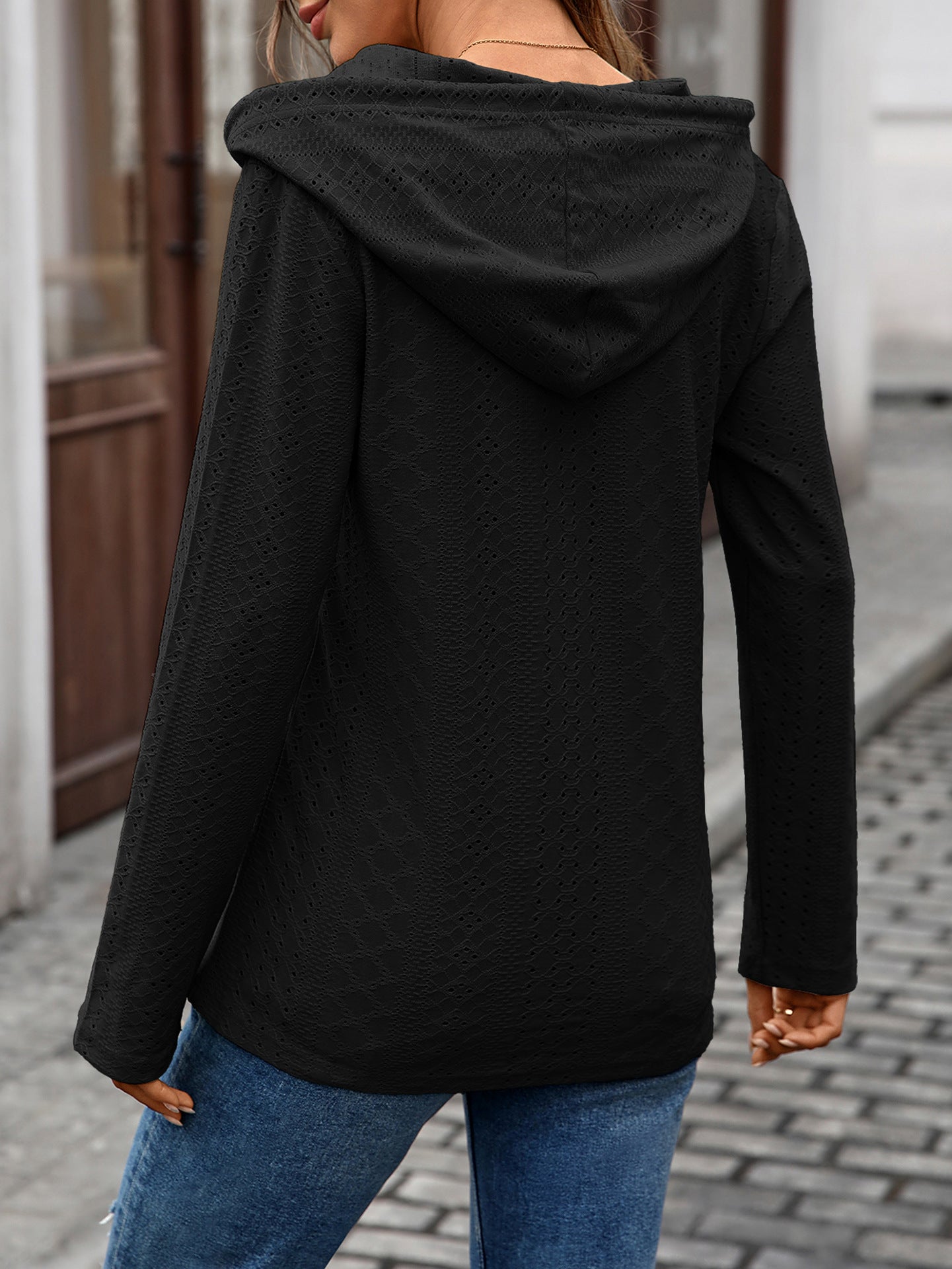 Long Sleeve Fall Drawstring Shirts Hooded Sweatshirt