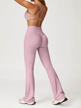 Activewear Set with Cross Back Sports Bra and Flared Pant