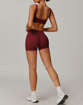 Activewear Sets with Square Neck Sports Bras and Shorts