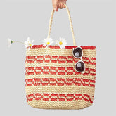 Straw Beach Tote Bag Handmade Woven Hobo Handbag