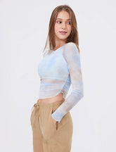 Tie Dyed Mesh Long Sleeve Workout T-Shirt