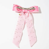 Velvet Bow Hair Clip with Heart Shaped Diamond and Pearls