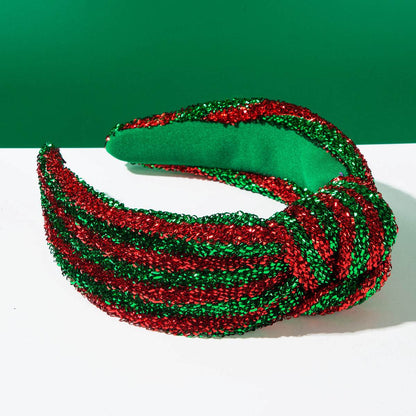 Christmas Sequin Knotted Headbands Wide Top Knot Hairband