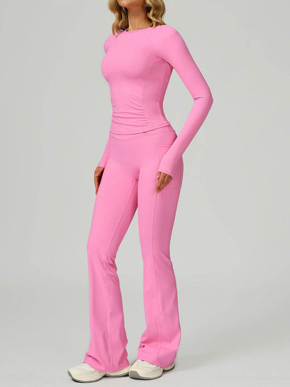 Sport Set with Long Sleeve Crew Neck T-Shirt and Flared Pant