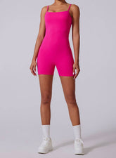Sleeveless Deep V Back Short Sports Jumpsuit