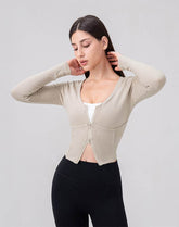 Zip Up Crop Tops Long Sleeve Casual Sweatshirt