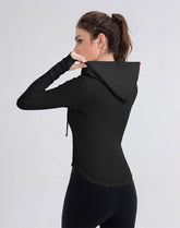 Cropped Zip Up Hoodie Long Sleeve Slim Crop Tops