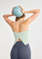 Swallowtail Back Slit Sports Tank Top