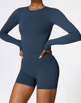 Athletic Wear with Long Sleeve Slim Fit T-Shirt and Short