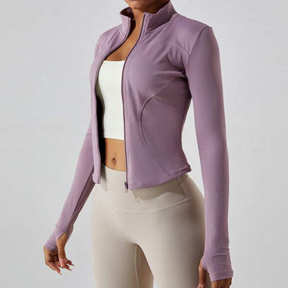 Full Zip-Up Yoga Jacket with Thumb Holes | Functional &amp; Stylish