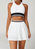 Colorblock Tennis Set with Racerback Vest and Pleated Skirt