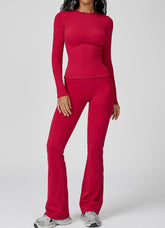 Sports Wear with Long Sleeve T-Shirt and Flared Leg Pants