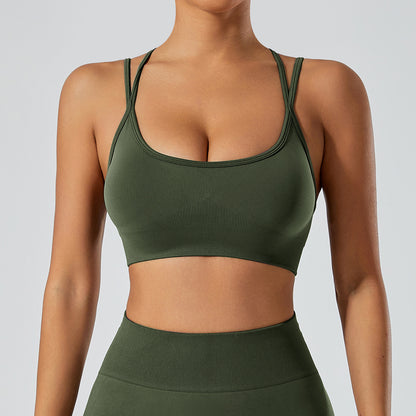Strappy Adjustable Criss Cross Sports Bra Yoga Crop Tops