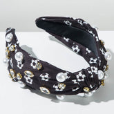 Sports Style Ball Twisted Headbands With Studded Beads and Diamonds