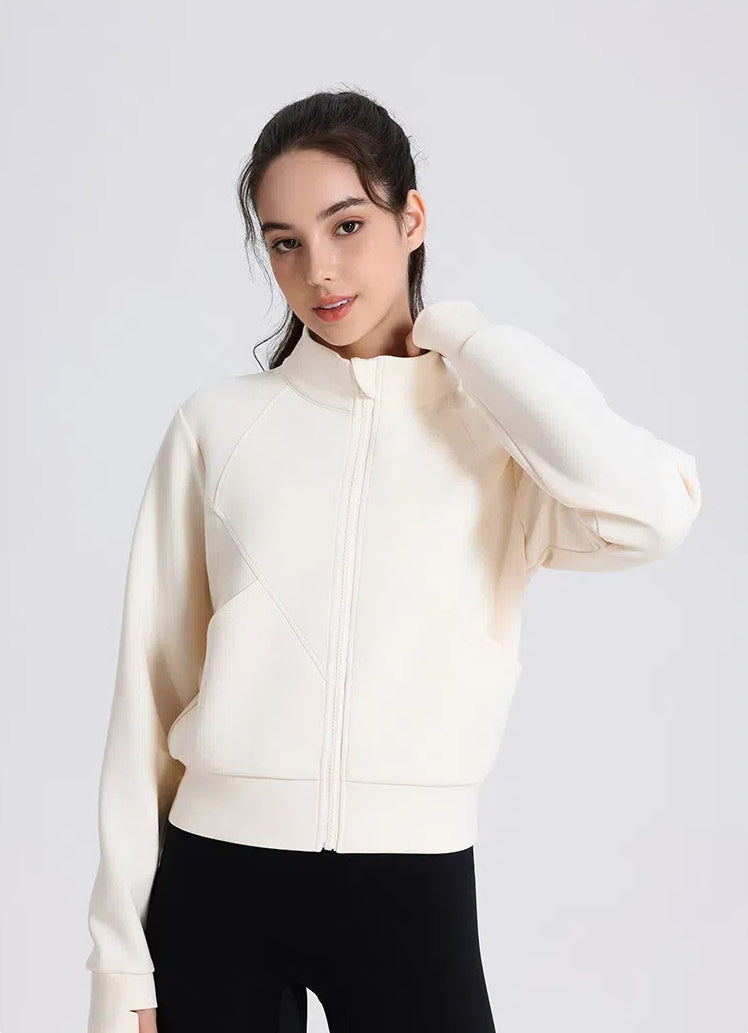 Windproof Collar Yoga Jacket With Zipper