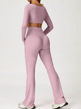 Sport Set with Square Neck Crop Top and Flared Pant