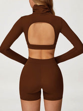 Sport Set with Turtleneck Long Sleeve Crop Top and Short