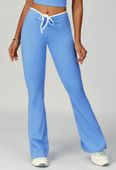 Color Block Flare Pants with Drawstring Waist