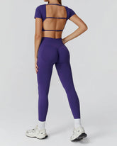 Athletic Wear with Short Sleeve Crop Top and Legging