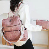 Retro Large Capacity PU Leather Backpack