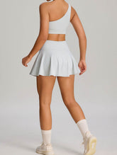 Sport Wear Set with One Shoulder Strap Bra and Skirt