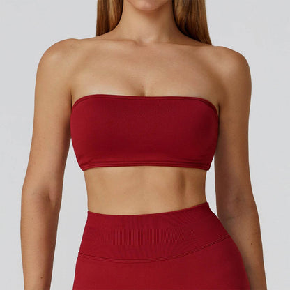 Strapless Bandeau Sport Bra Crop Sleeveless Yoga Tube Top