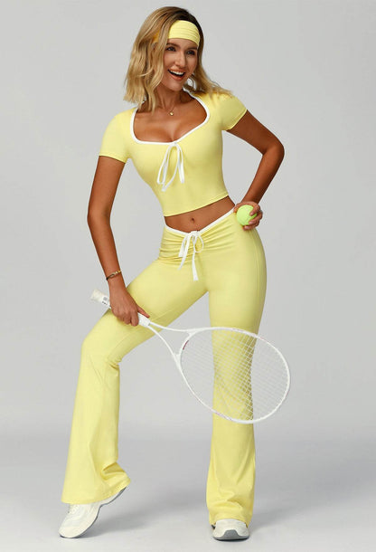 3 Pieces Activewear Set with Headband, Crop Top and Pant