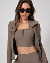 Navy Collar Workout Jacket Zipper Long Sleeve Yoga Coat