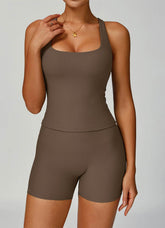 Square Neckline V Back Sports Tank Top