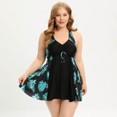 Plus Size Two Piece Wide Strap Tankini Dress with Short