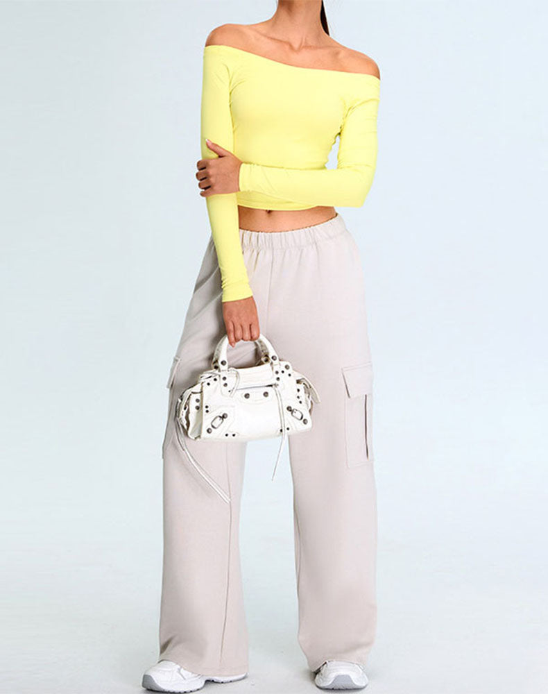 Activewear Set with Off-Shoulder Top and Sweatpant