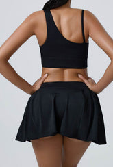 Sport Wear Set with Asymmetrical shoulder straps Bra and Skirt