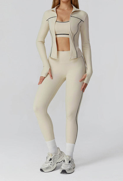 3 Pieces Athletic Wear with Sports Bra, Jacket and Legging