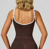 Color Block Sports Tank Top with Built in Bra