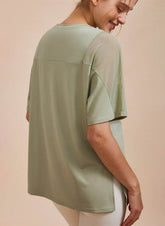 Mesh Splicing Short Sleeved Sports Loose T-Shirt