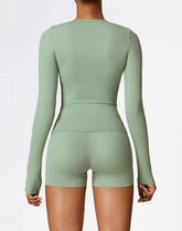 Athletic Wear with Long Sleeve Slim Fit T-Shirt and Short