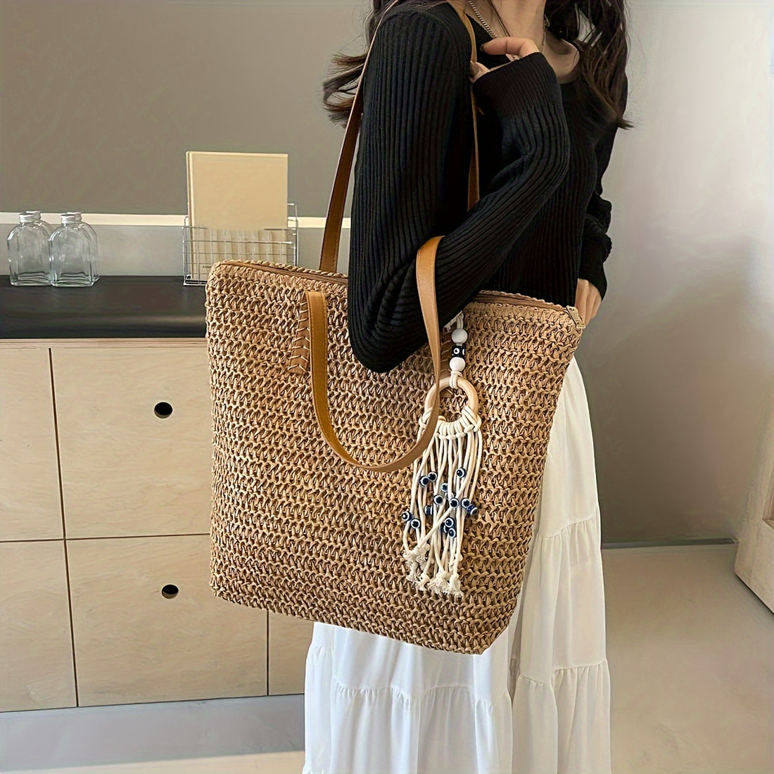 Large Capacity Solid Color Tote Bag for Women