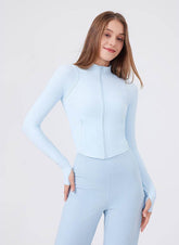 Cropped Running Jacket with Thumb Holes