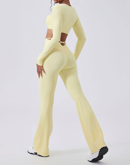 Activewear Set with crisscross thin strap Top and Flare Pant