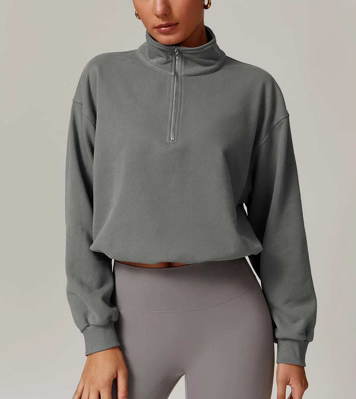 Half Zip Sweatshirt with Drawstring Hem | Stylish &amp; Adjustable Fit