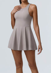 Racerback Tennis Dress with Shorts and Pockets