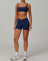 Activewear Sets with Square Neck Sports Bras and Shorts