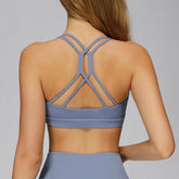 Cross Back Strappy Athletic Bras with Removable Pads