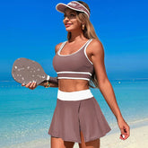 Two Piece Color Block High Waisted Bikini Sets