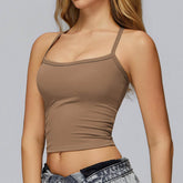 Square Neck Sports Tank Tops Criss Cross Back Longline Cami